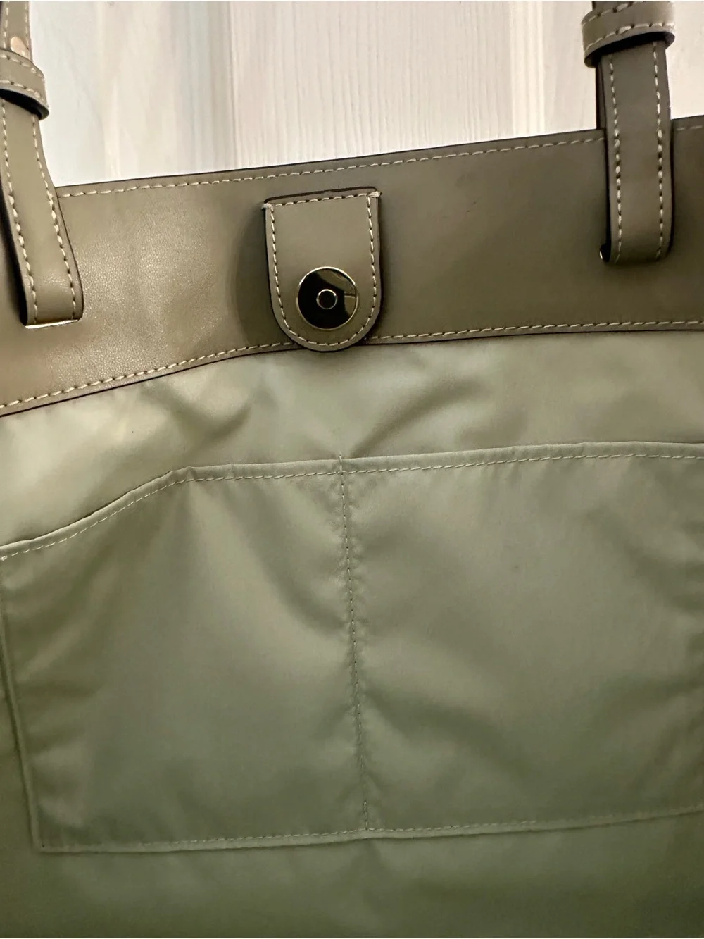 kate spade Olive and Cream Canvas Tote with Coin Pouch